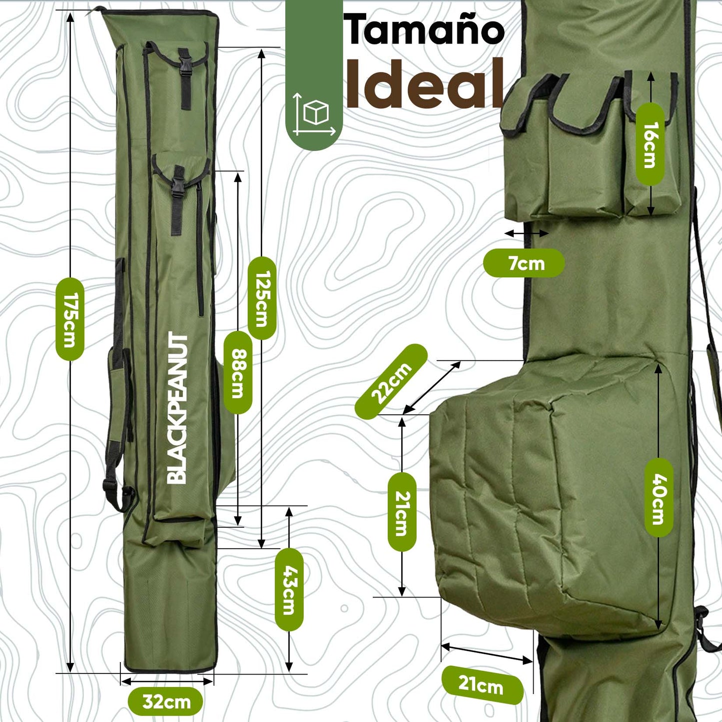 Funda para Cañas de Pescar Extra Larga 175cm