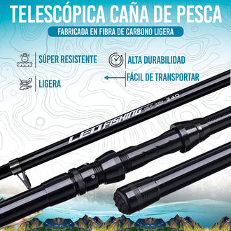 Kit de Pesca Completo - Caña de Pescar con Carrete, Señuelos, Sedal y Bolsa para Transporte