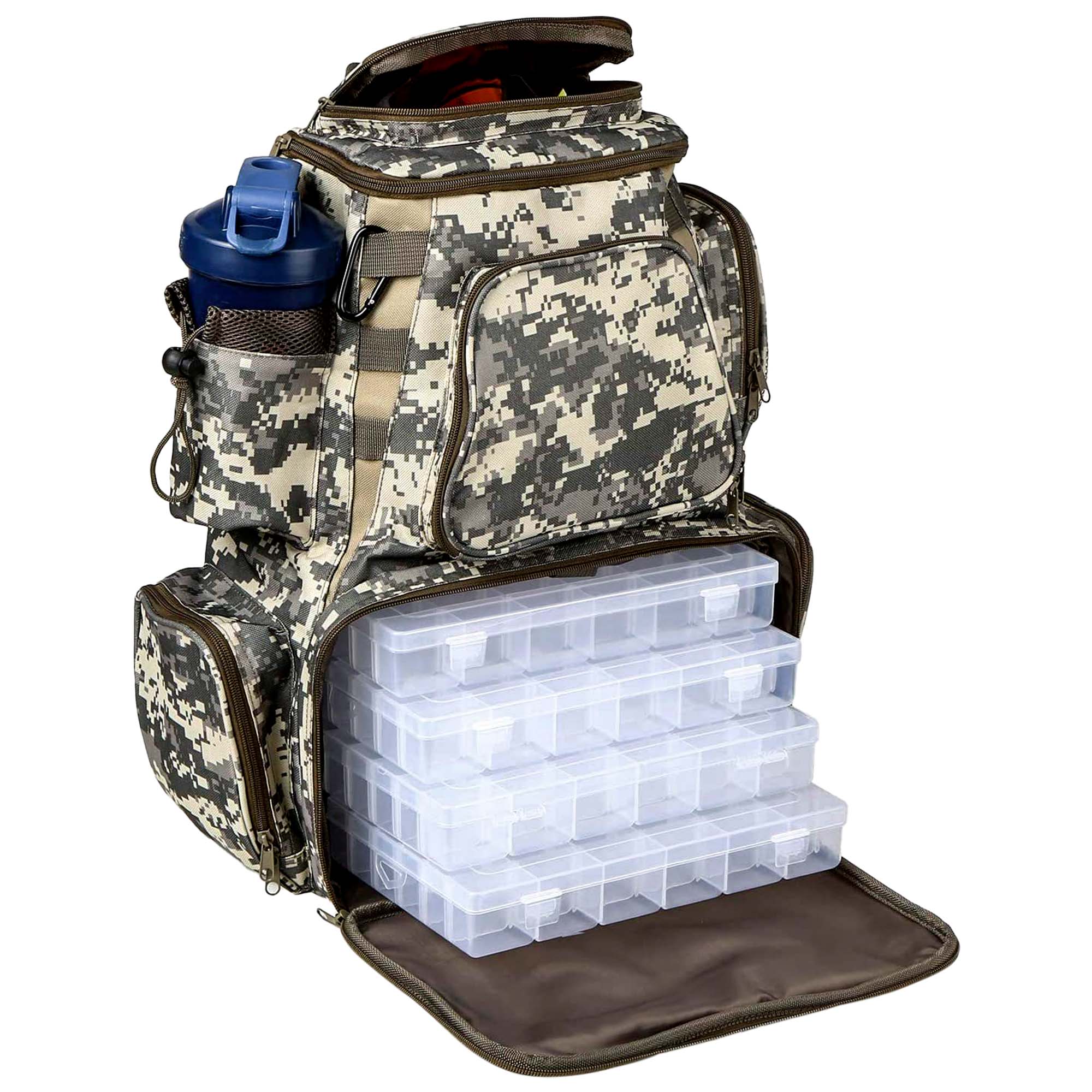 Mochila de pesca Blackpeanut con cuatro cajas de aparejos integradas